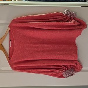 Zaket & Plover angel sleeve linen cotton blend sweater gather cuff pink size XS